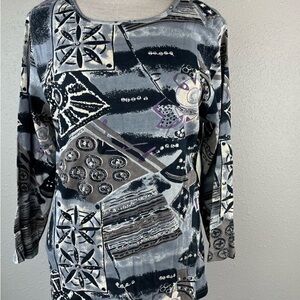 Chic Abstract Long Sleeve Women's Top